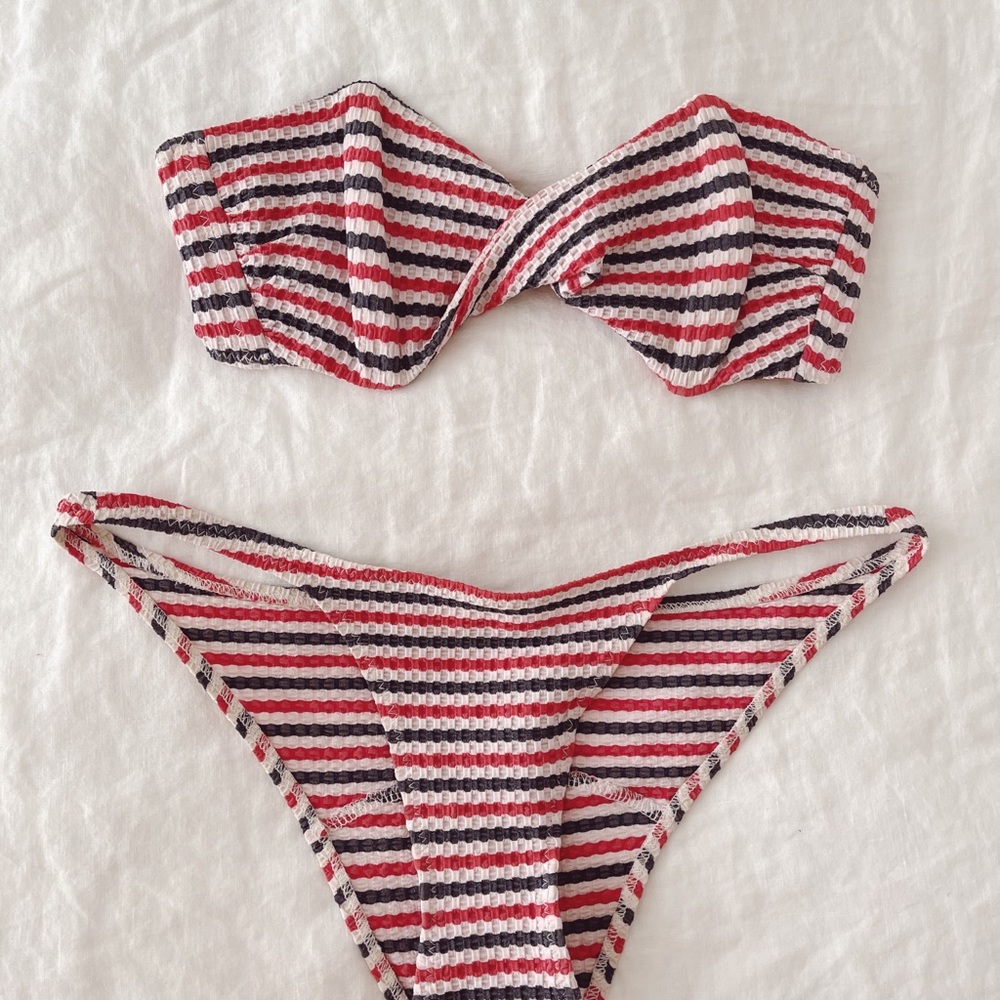 Lisa Marie Fernandez bikini seersucker red blue